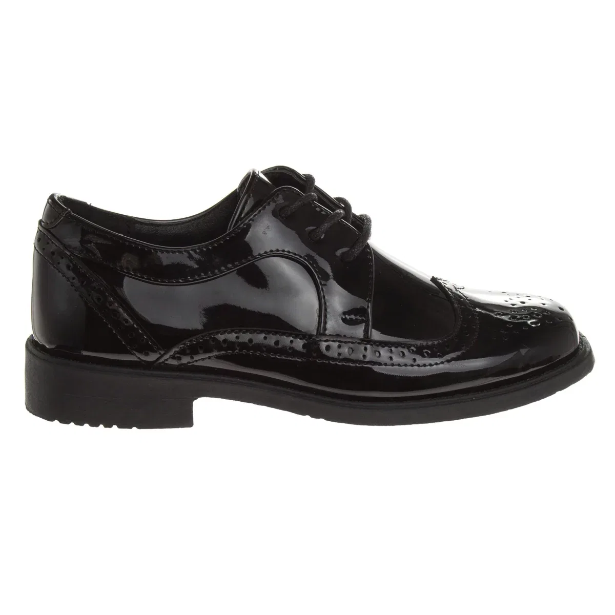 Детские туфли-оксфорды на шнуровке Wingtip Josmo Shoes, Black Patent — фото 2