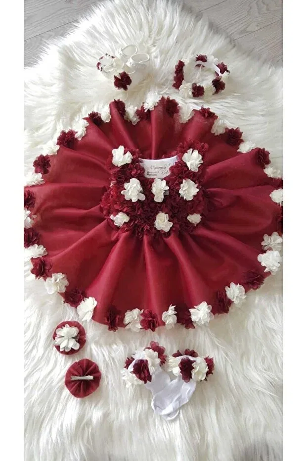 Детское платье для девочек с длинным рукавом Gold Tekstil, Burgundy — фото 2