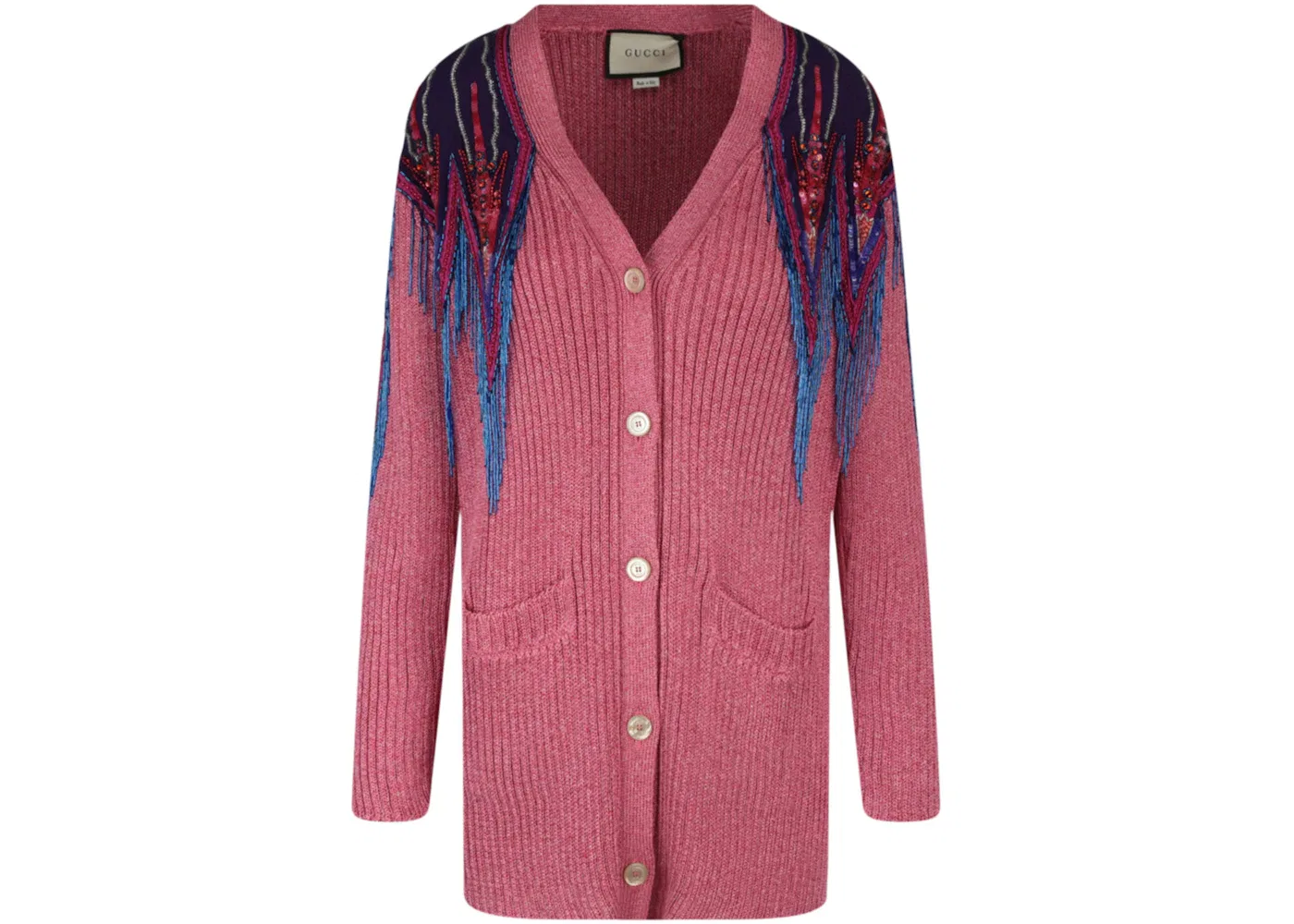 Женский кардиган с бахромой и пайетками Cardigan Gucci, Pink