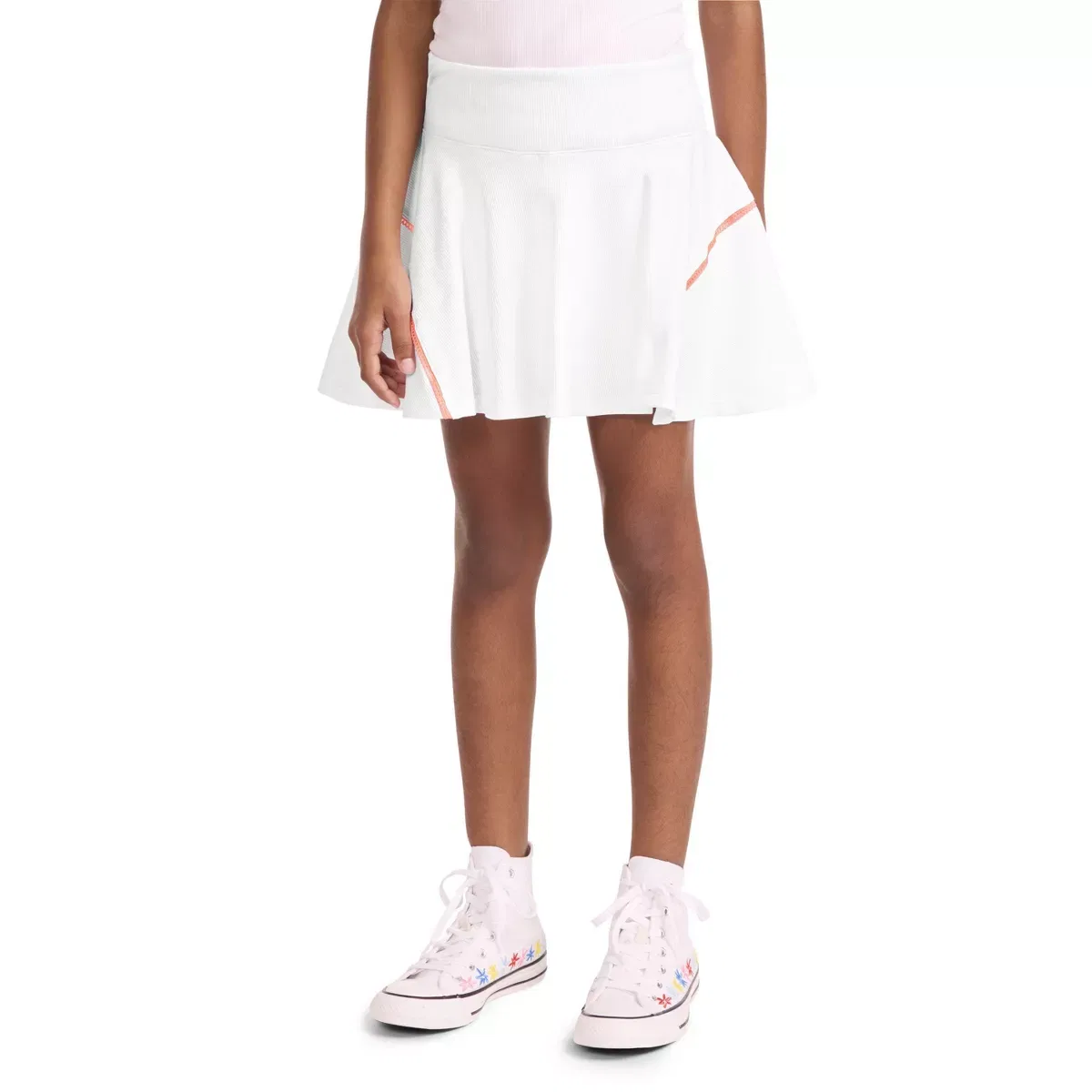 Детская юбка-шорты с принтом Converse Girls Ribbed Skort, GIRLS BOTTOMS, White