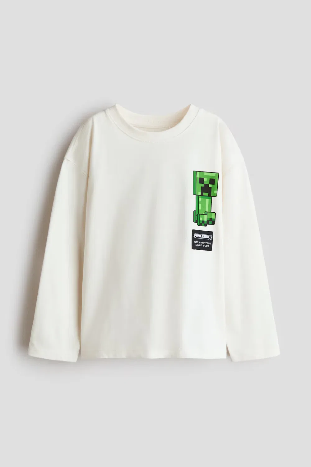 Рубашка с длинными рукавами и принтом H&M, Cremefarben/Minecraft