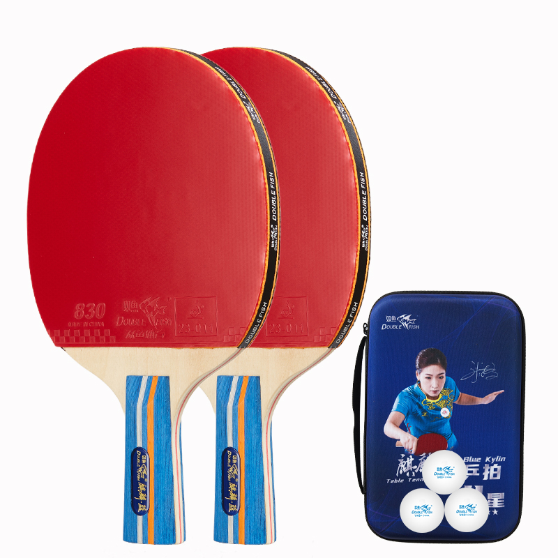 

Ракетка для пинг-понга DOUBLE FISH, [qilin синий straight pair]includes original thickened racket bag+3 pcs competition exclusive balls