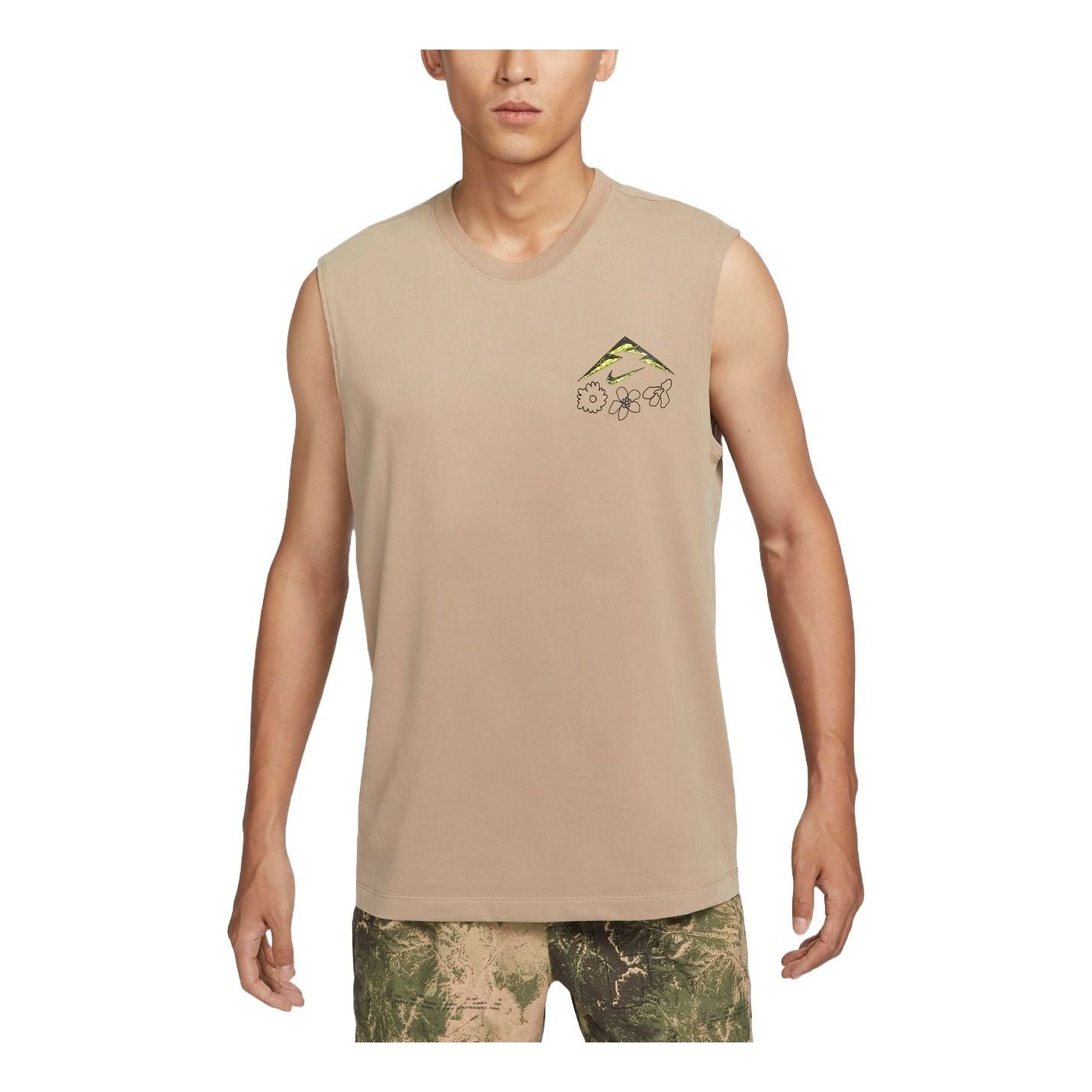 

Спортивный топ Nike Dri-FIT Graphic Running Tank Asia Sizing 'Khaki' FZ8053-247, желто-коричневый