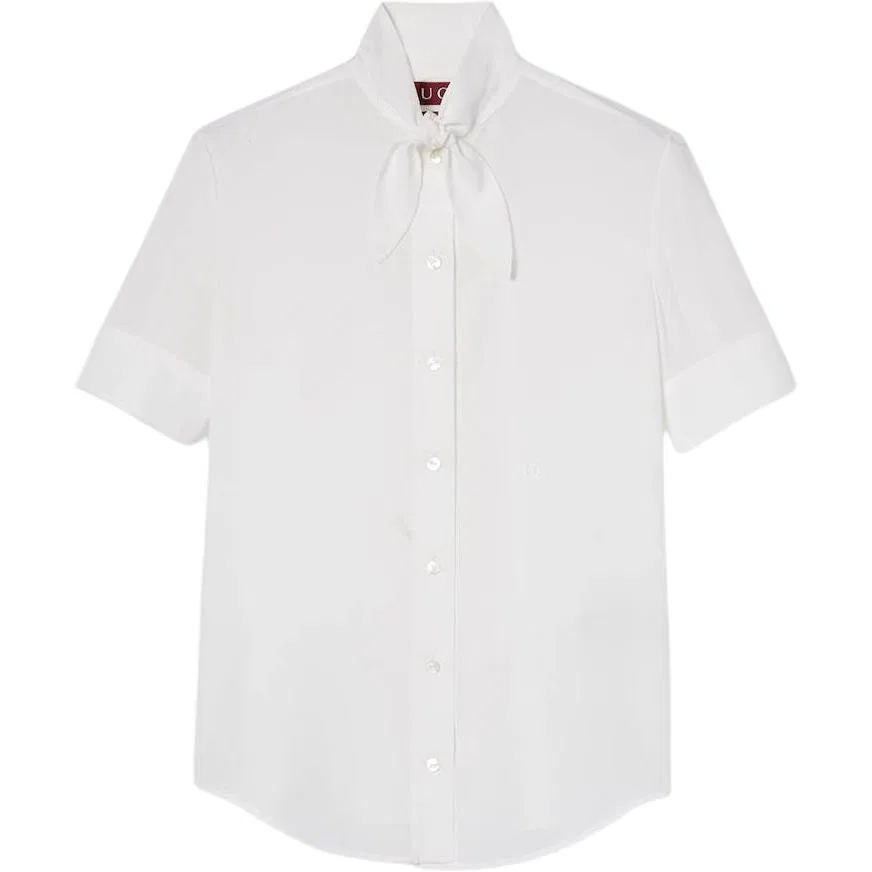 Женская рубашка из шелка с завязками GUCCI, White