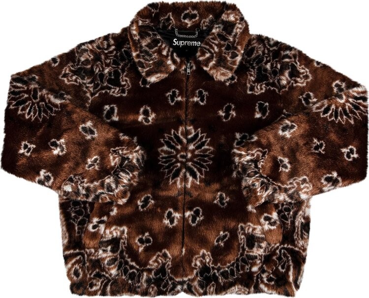 Куртка Supreme Bandana Faux Fur Bomber Jacket 'Brown', коричневый — фото 2