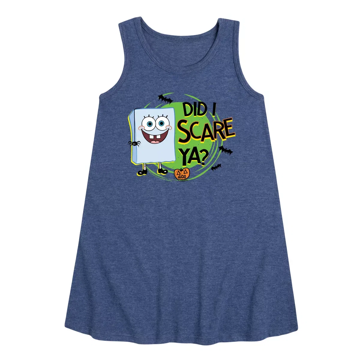 Детское платье-трапеция без рукавов SpongeBob SquarePants Did I Scare Ya Graph, Heather Navy