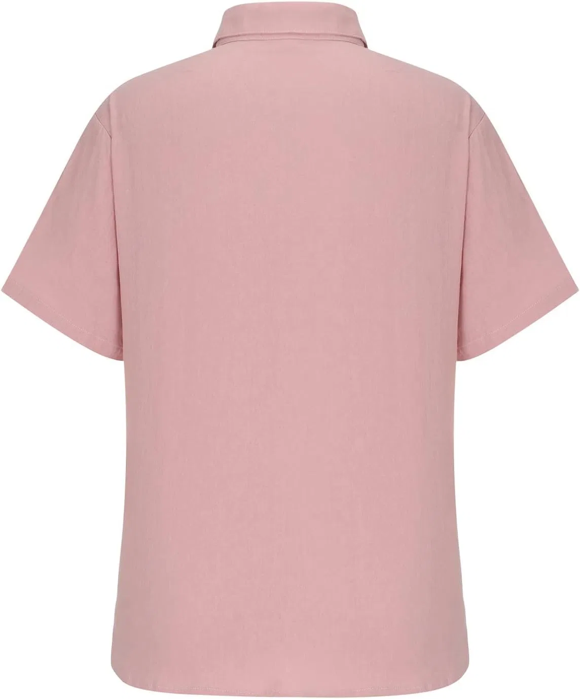 Мужская льняная футболка с отложным воротником на пуговицах, Pink — фото 3