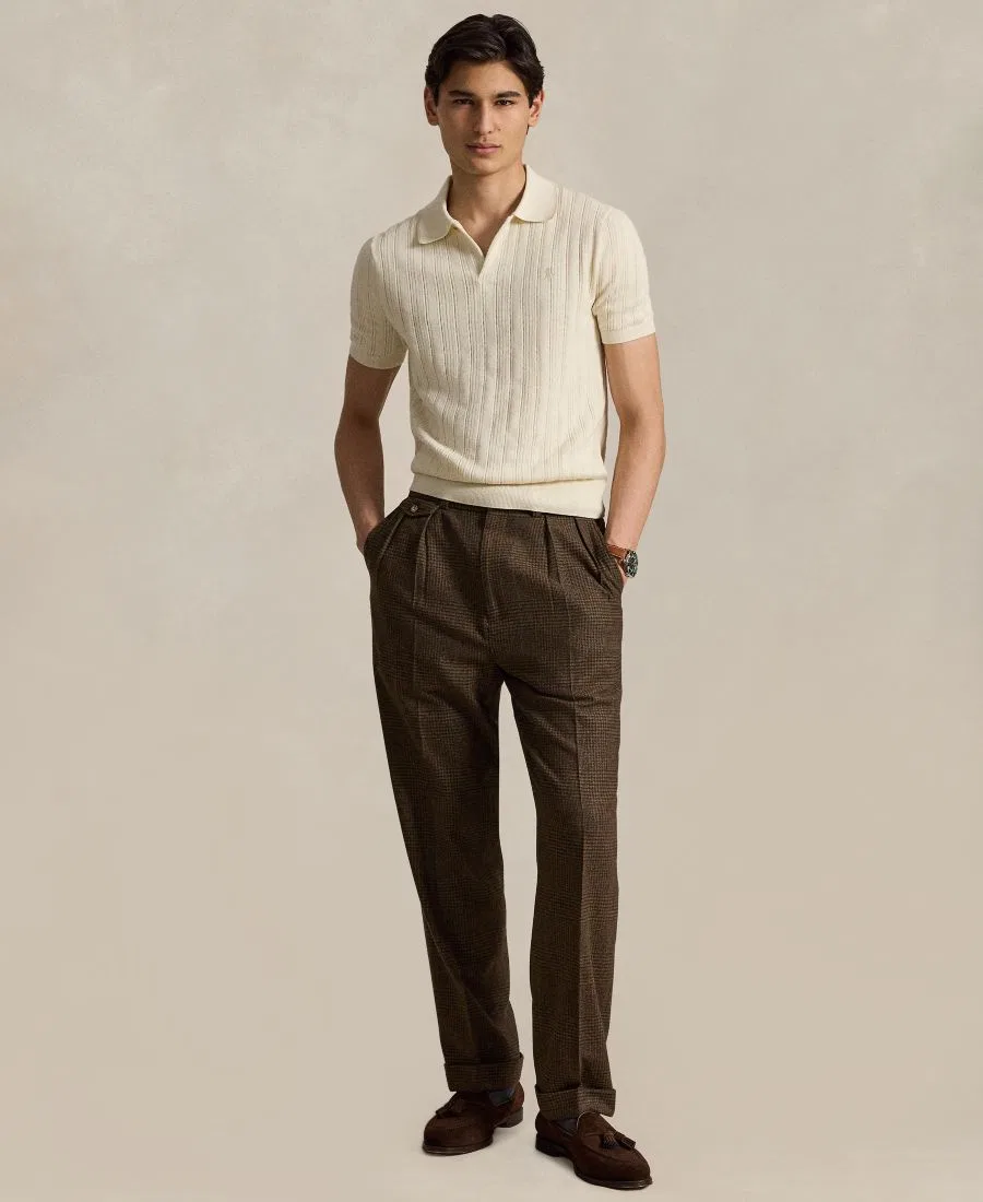 Мужская текстурированная хлопковая футболка-поло Polo Ralph Lauren, Andover Cream — фото 2