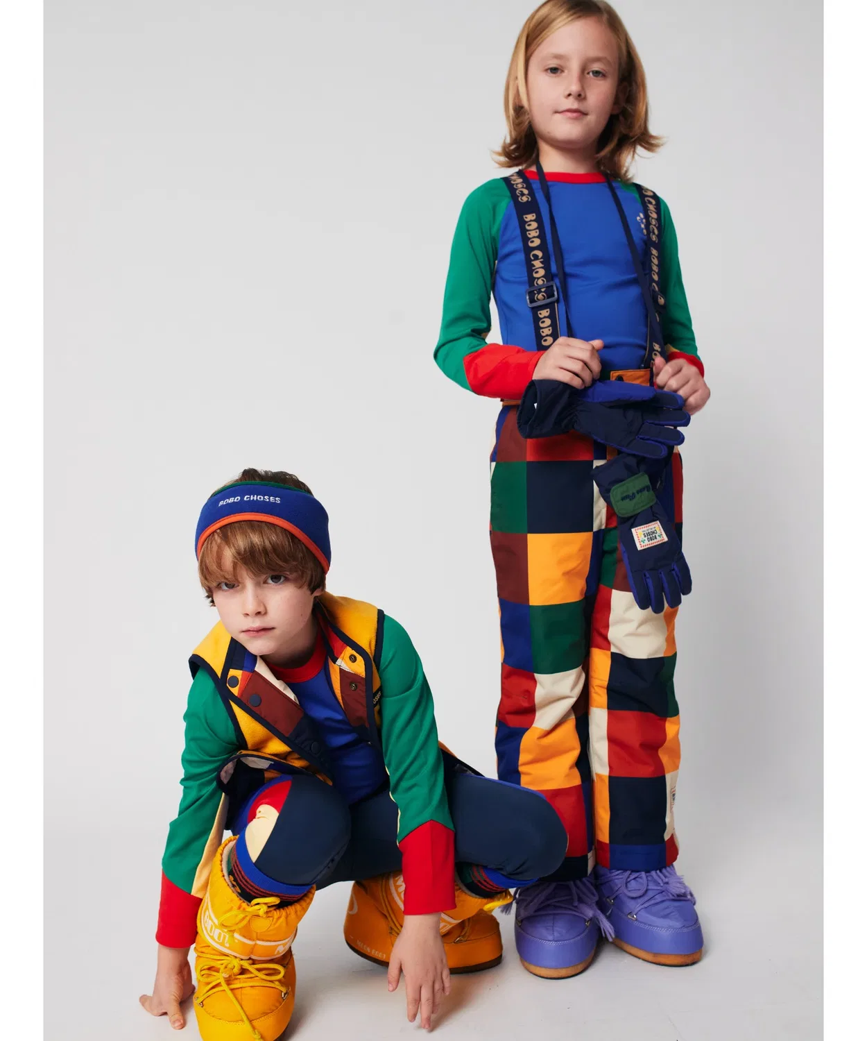 Детские лыжные штаны-полукомбинезон с принтом Multicolor Tiles BOBO CHOSES, Multicolor — фото 4