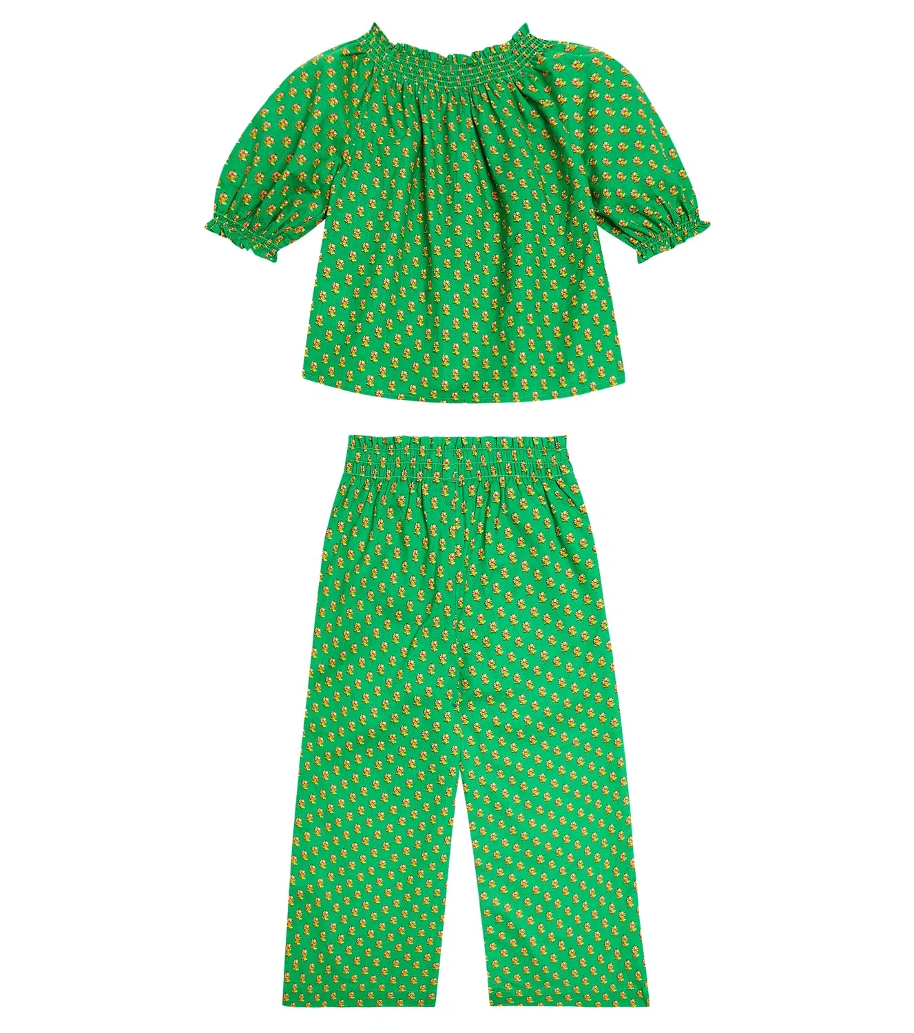 Комплект из топа и брюк хлопковый Preppy Woodblock Polo Ralph Lauren Kids, зеленый — фото 4