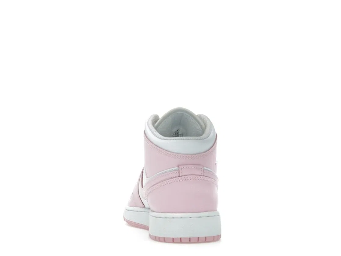 Детские кроссовки с ярким дизайном Jordan 1 Mid Pink Foam Fire Red (GS) Jordan, Pink Foam/Fire Red/White — фото 4