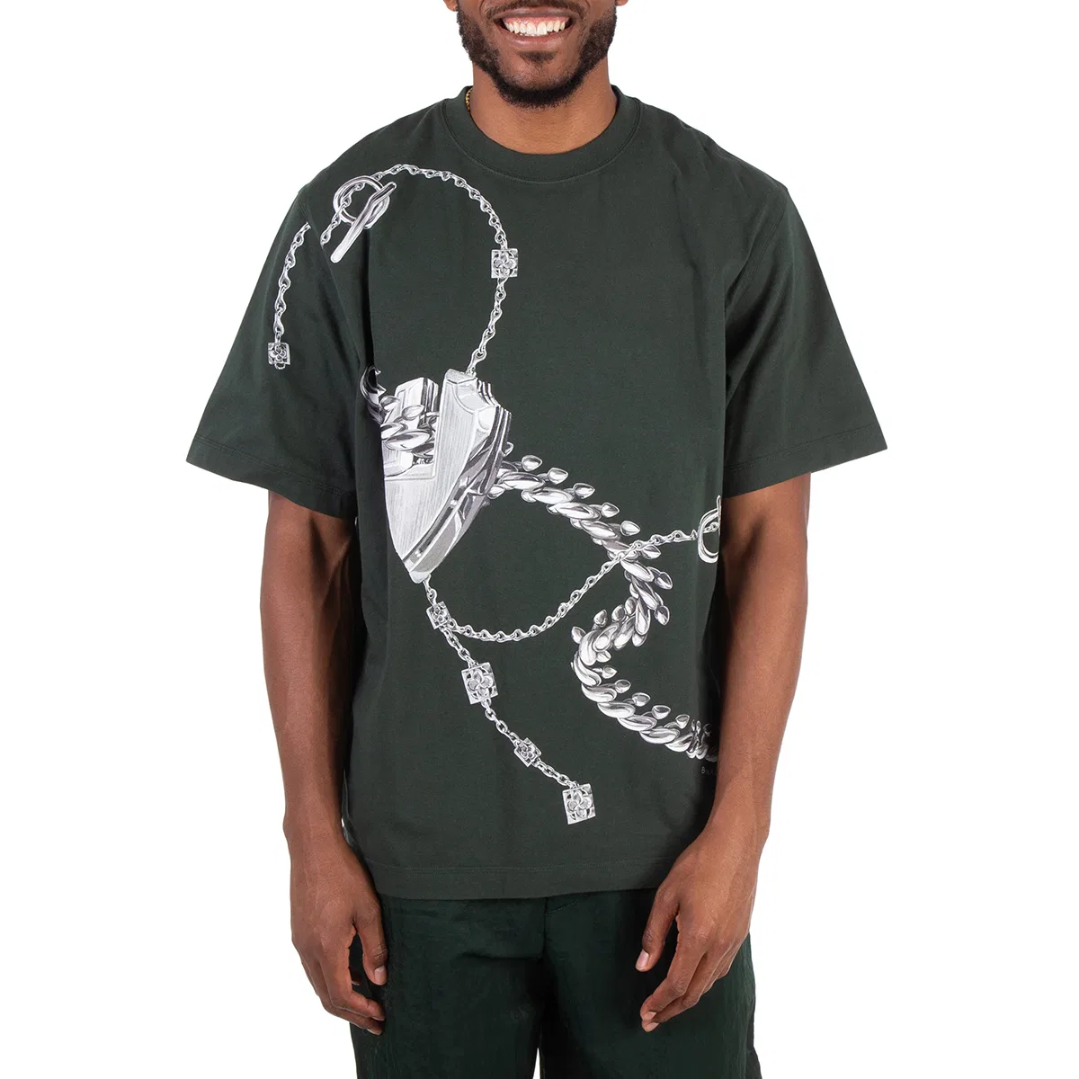 Футболка с графическим принтом Graphic Print Crewneck Cotton T-Shirt Burberry, Fir Pattern