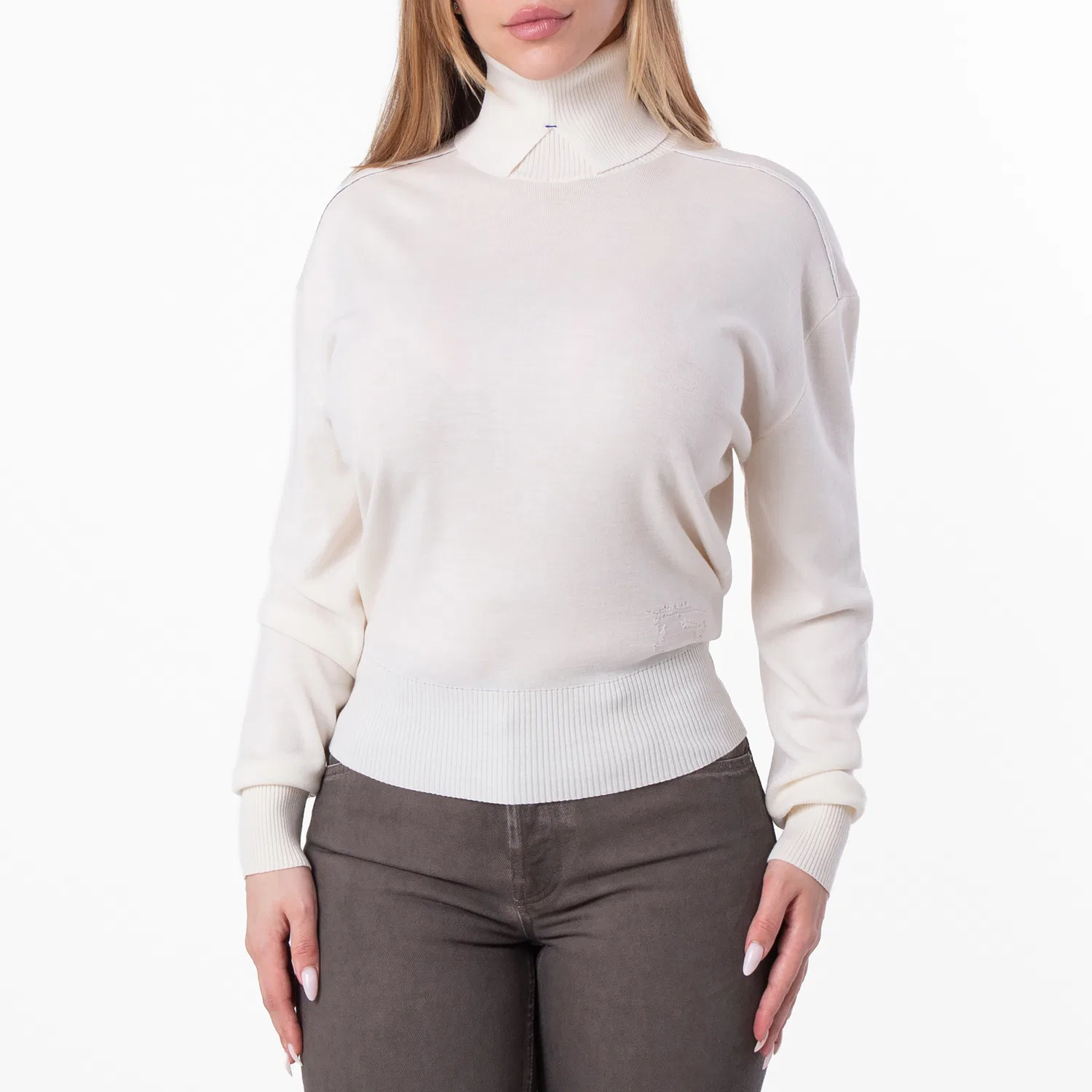 Свитер с высоким воротом EKD Wool Burberry, Chalk