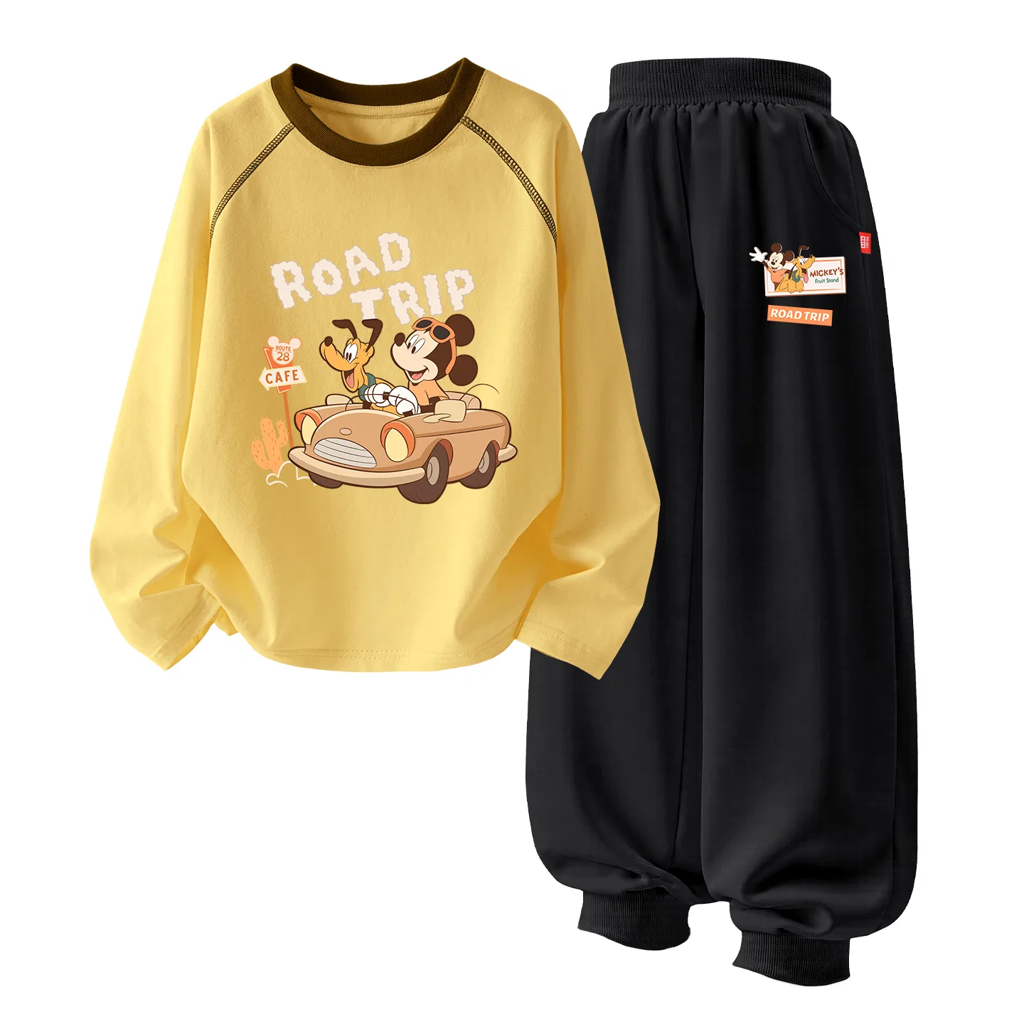 Детский спортивный костюм с круглым вырезом Disney, Цвет Dihe Cheese Yellow+Dihe Logo Black