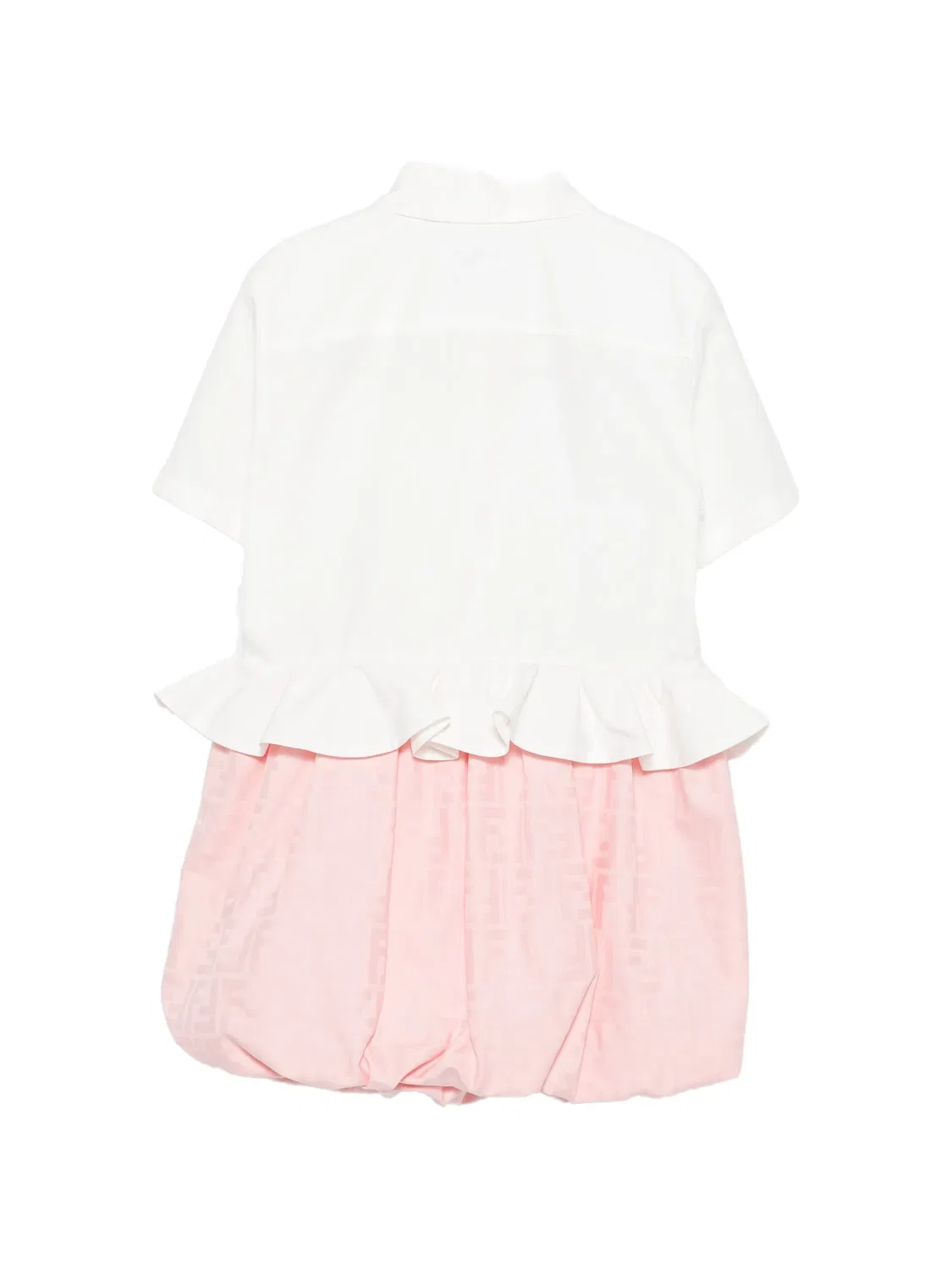 Платье с оборками и принтом логотипа FF Fendi Kids, белый — фото 2