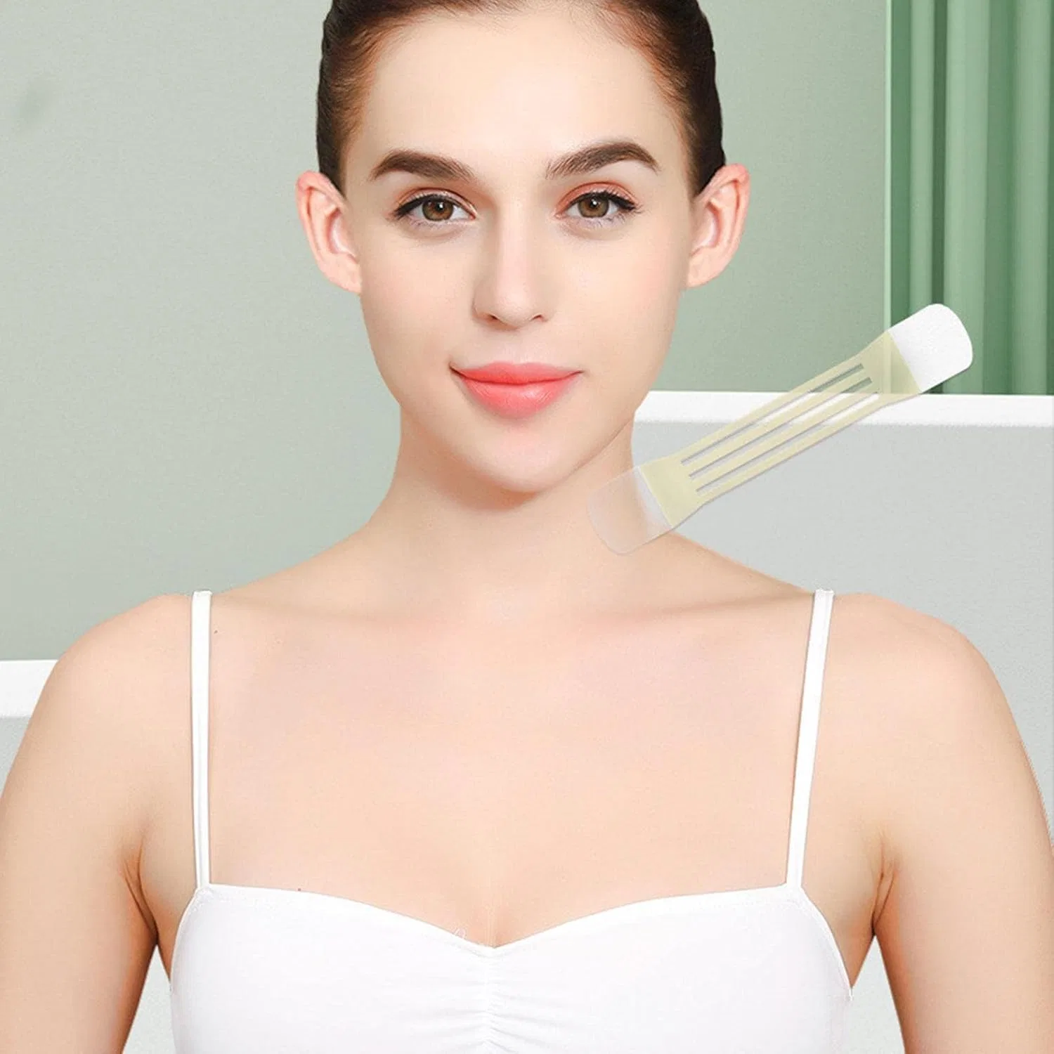 Маска для лица, Neck Lifting Tape, Rianpesn, 4 шейные ленты + 20 патчей — фото 2