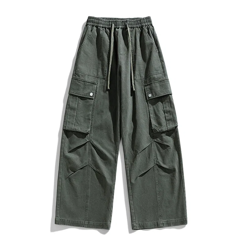 Детские широкие брюки в стиле милитари с эффектом потертости Red bean, Army Green