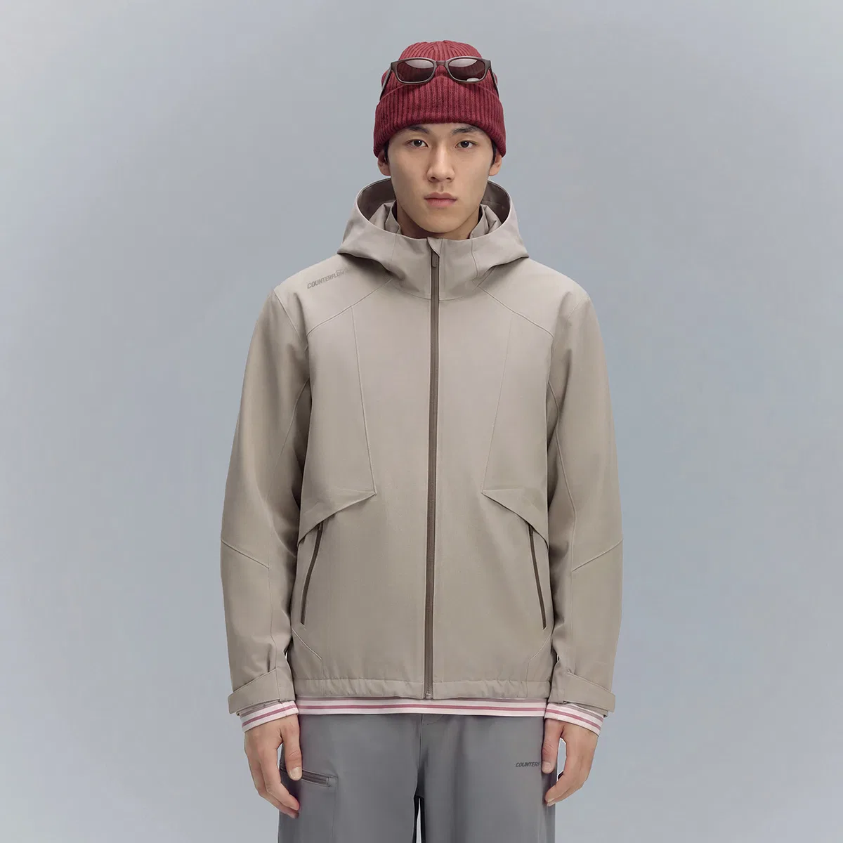 Детский ветрозащитный дождевик с капюшоном Li-Ning Outdoor CF Tracing Windbreaker, Rugged Brown Gray — фото 4