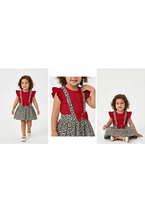 Детский комплект для девочек с принтом Leopard Print Skirt Salopet Kids Set Generic Brands, Multicolor