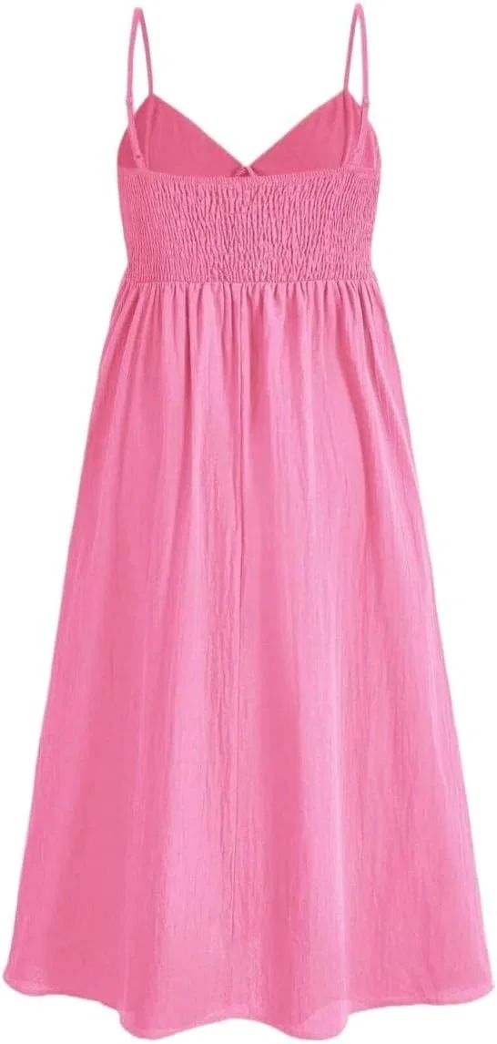 Женское повседневное платье-ками с открытой спиной, Hot Pink — фото 2