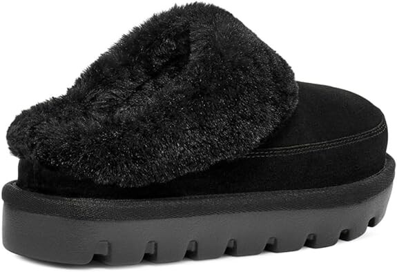Женские тапочки UGG Tizzey Koolaburra с мехом, черный — фото 2