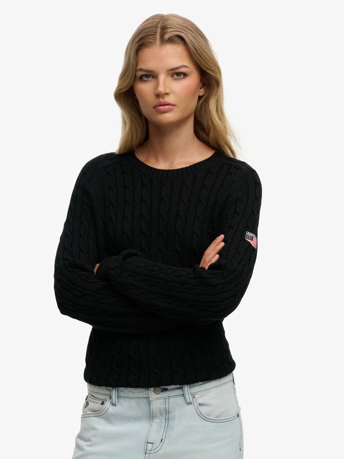 Джемпер свободного кроя Slouchy Cable Knit Superdry, черный