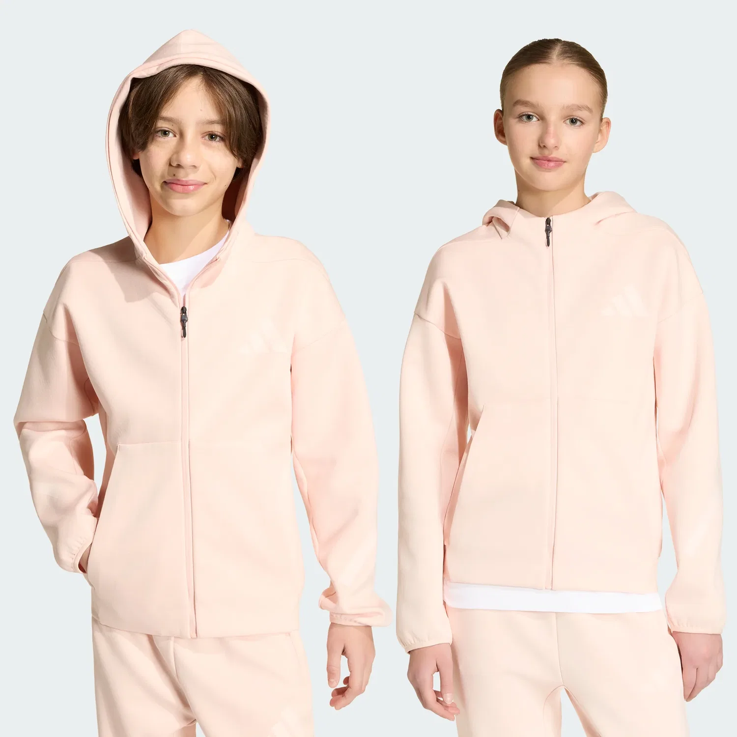 Детская куртка-худи на молнии с капюшоном Z.N.E. adidas, Blush Pink / Pink Tint