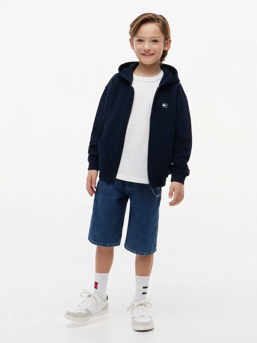 Худи на молнии TOMMY HILFIGER 'Tonal Flag Logo Zip-thru', цвет морской синий — фото 4