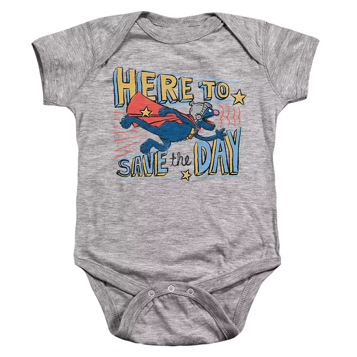 Детское боди с коротким рукавом Super Grover Here To Save The Day Sesame Street, Athletic Heather