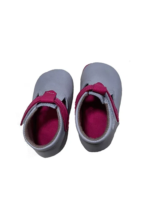 Детские ботиночки для новорожденных кожаные First step gray baby booties Kapar, Gray — фото 4