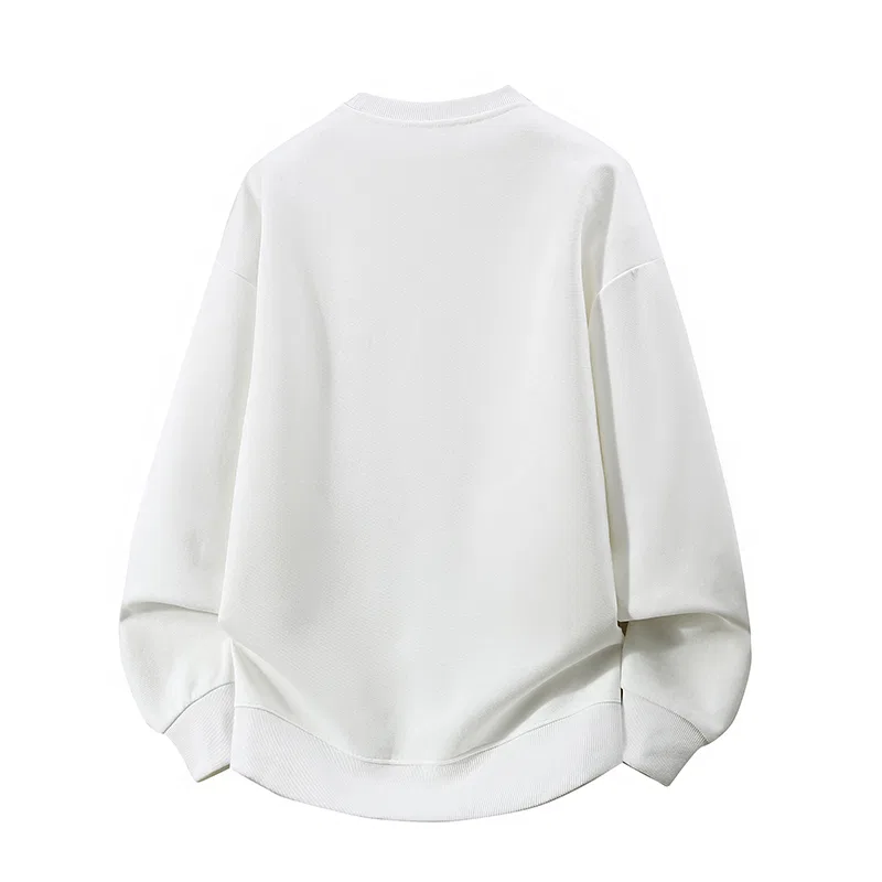 Детский свитшот с принтом Tonlion Ton Lion Solid Color Basic American Retro Loose Casual Sporty Trend Street Hip Hoo Versatile Brand Letter Logo Fashionable Chinese Style Prosperity Print Knitted Round Neck Pullover Long Sleeve Top, Raw White — фото 4