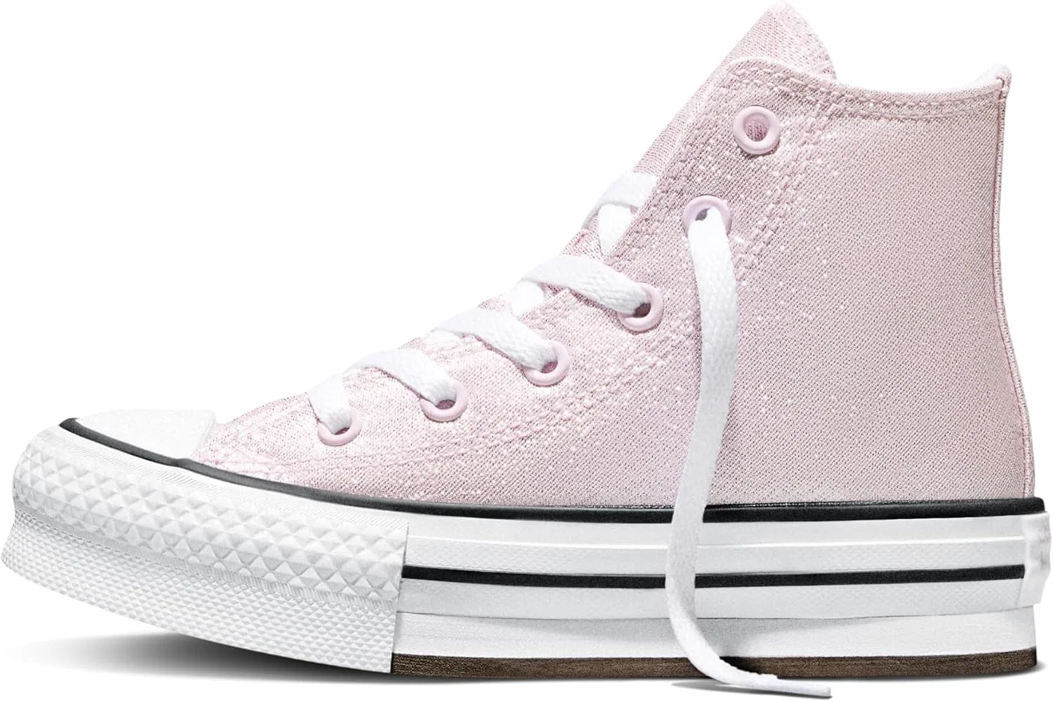 Детские кроссовки на платформе с блеском Converse Kids' Chuck Taylor All Star Lift Platform Shine High Top Sneaker, New Found Bloom/White/Black — фото 2