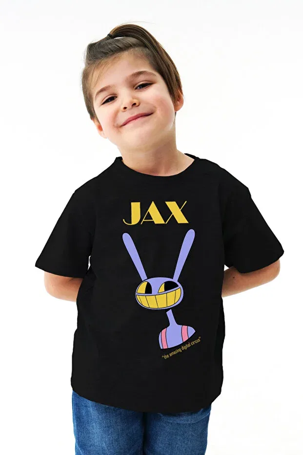 Детская футболка с принтом The amazing digital circus jax printed Kun Inaki, Black
