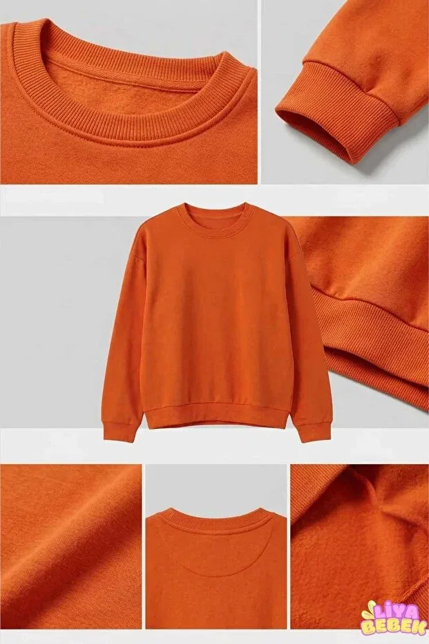 Детские свитшот с длинным рукавом 3-комплект Economical 3-pack orange-beige-black unisex baby and kids sweatshirt - ages 1-8 John Lock, Orange-Beige-Black — фото 3