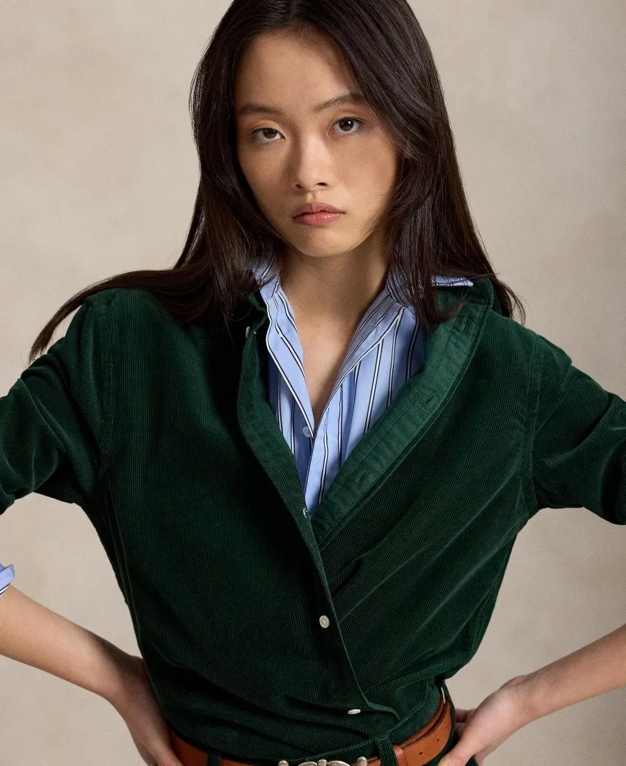 Классическая рубашка из хлопкового вельвета Polo Ralph Lauren, Dark Green — фото 3