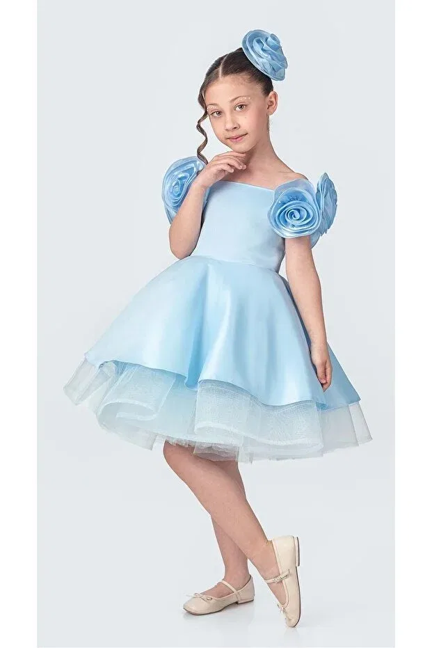 Детское платье для девочек из креп-сатина Fanari Mnk Baby&Kids, Blue
