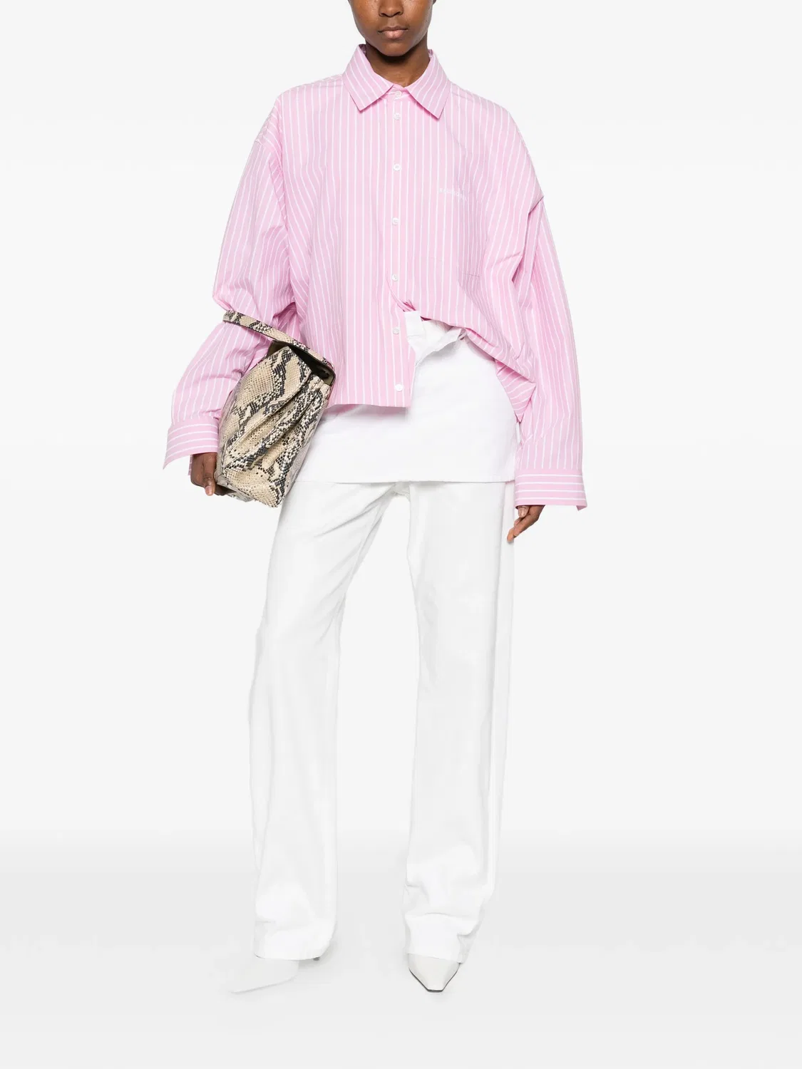 Рубашка с полосатым узором Balenciaga, розовый — фото 2