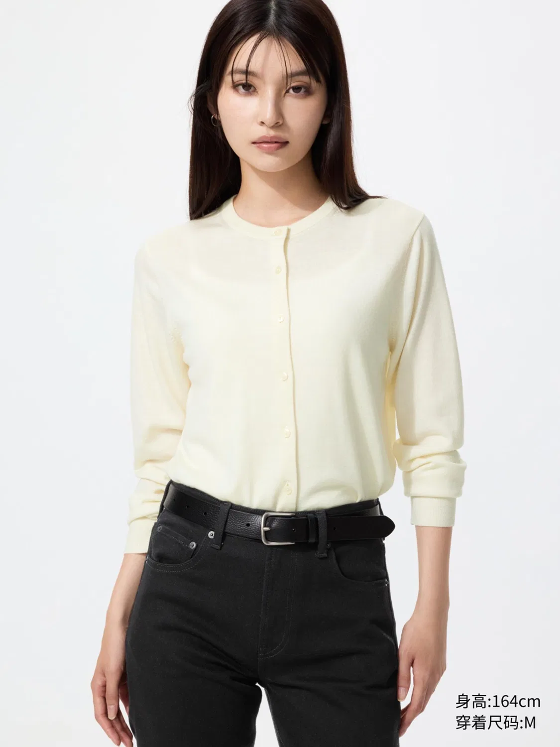 Кардиган крупной вязки из мериносовой шерсти с длинным рукавом Uniqlo, фиолетовый — фото 3