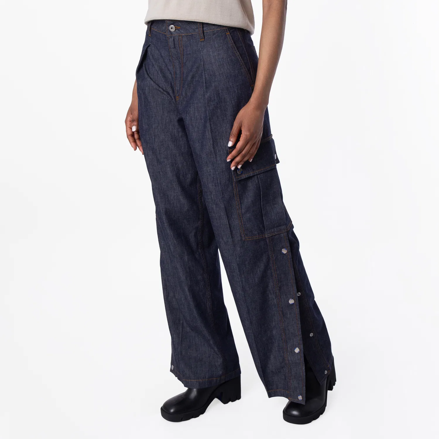 Джинсы карго из хлопкового денима Cotton Denim Cargo Jeans Burberry, Denim Blue — фото 3
