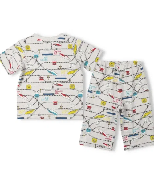 Детская пижама с коротким рукавом с принтом JR Shinkansen Kids Foret, Серый — фото 3
