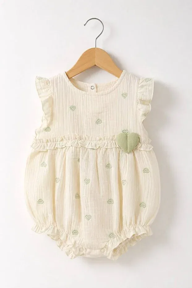 Детский комбинезон из муслина с принтом Heart Lumino Kids, Green — фото 4