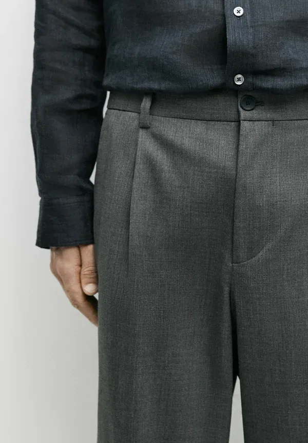 Брюки шерстяные Massimo Dutti dark grey, темно-серый — фото 4