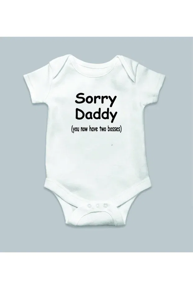 Детское боди для новорожденных с принтом Sorry daddy Venüsdijital, White