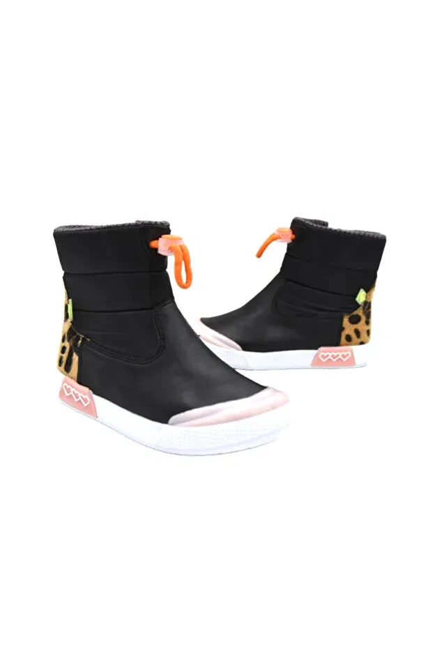 Детские ботинки для девочек с принтом Teddy zippered thermo non-slip sole children's boots Dudino, Black White