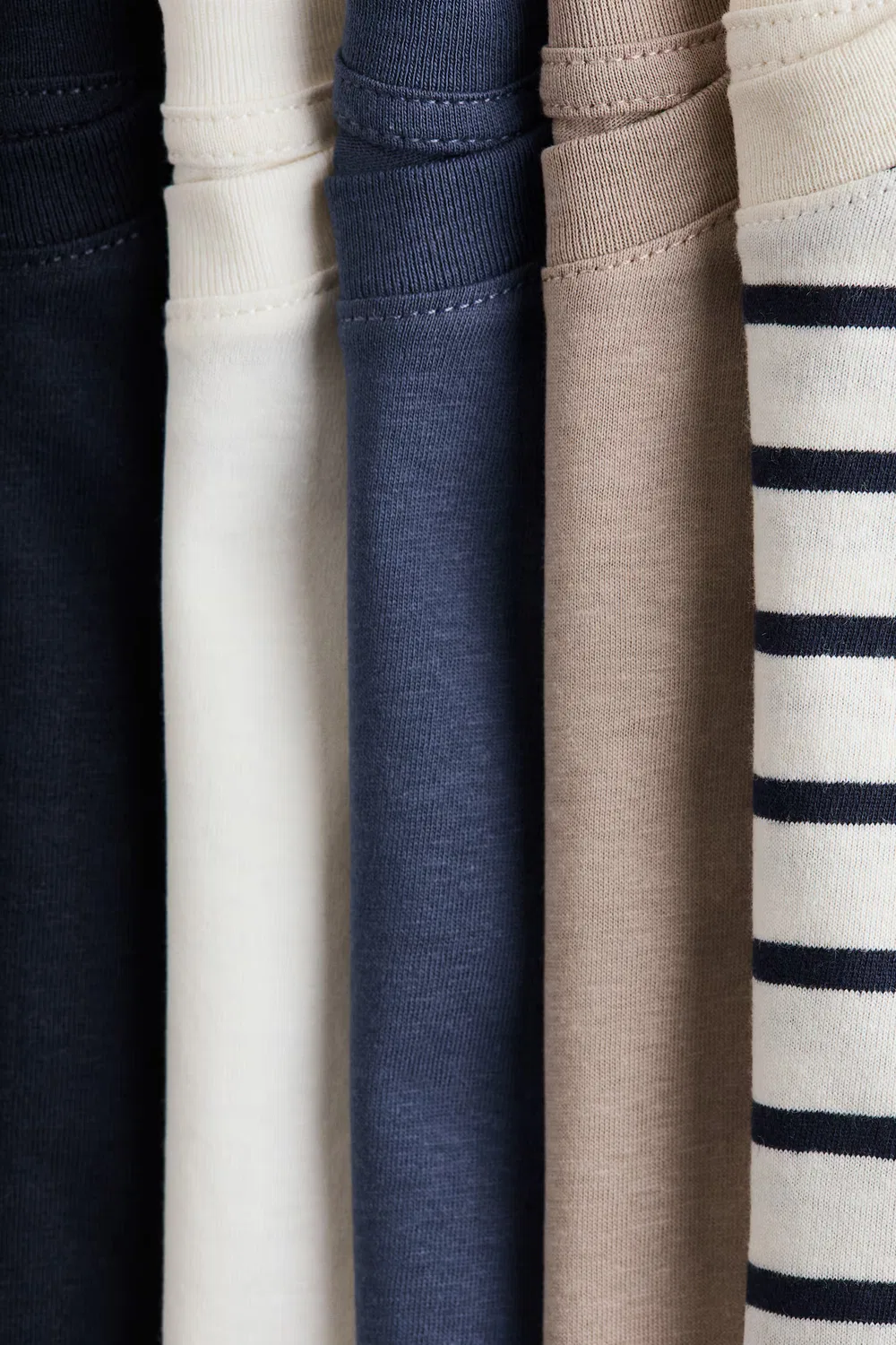 Набор из 5 хлопковых футболок H&M, Beige/Blau/Cremefarben — фото 2
