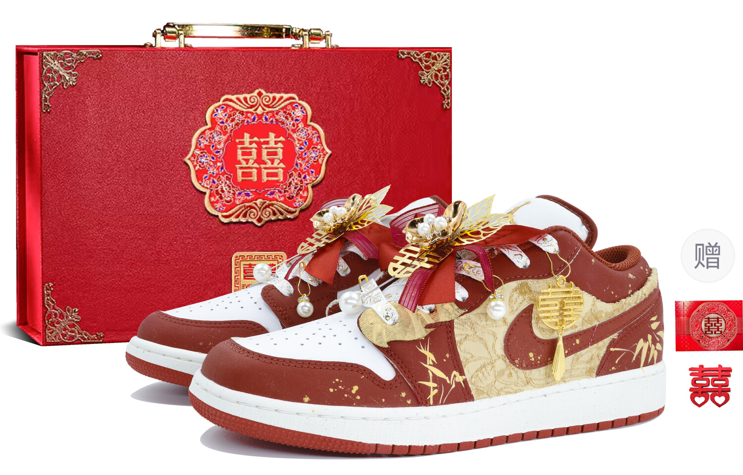 

Кроссовки Air Jordan 1 Vintage Basketball Shoes Men Low-top White, красный