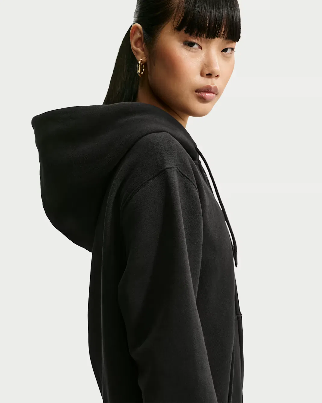 Женская толстовка на молнии Nike Studio Fleece Medium Weight, Total Black/Sail — фото 2