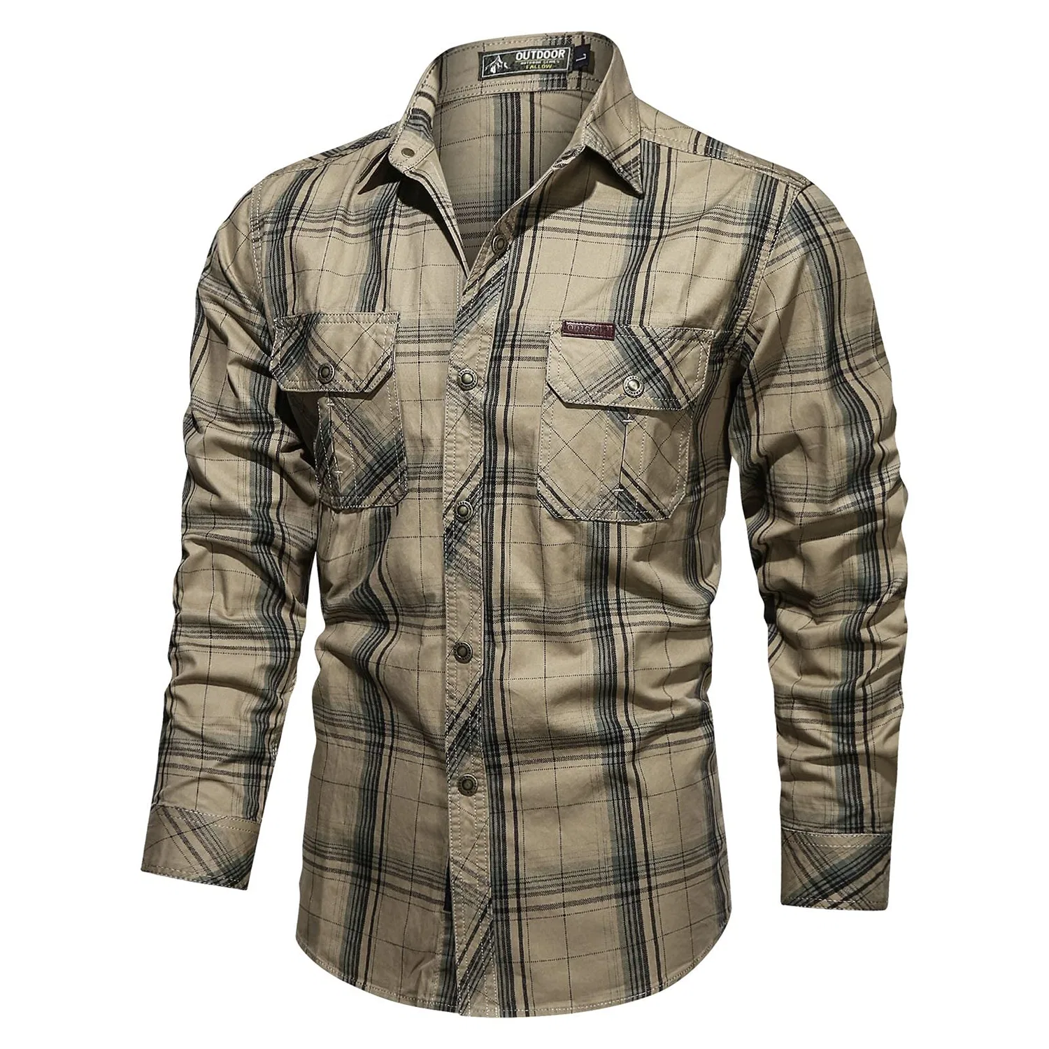 Мужская рубашка из органического хлопка с длинным рукавом Safari, Dark Khaki