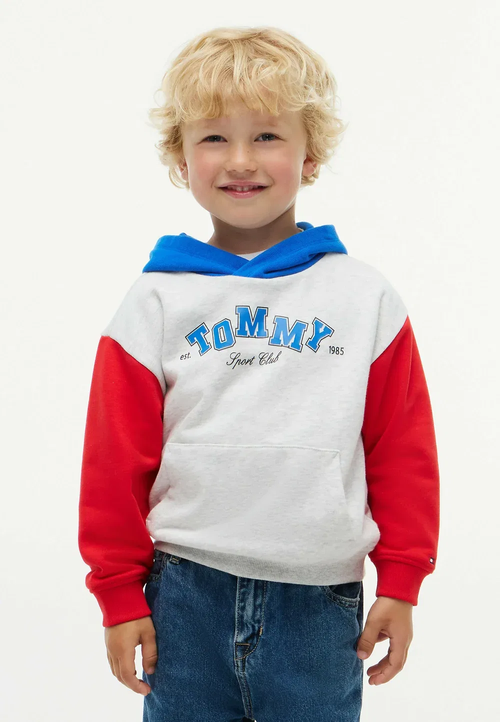 Худи из махровой ткани с цветными блоками и логотипом Tommy Hilfiger, Grey Orange — фото 2