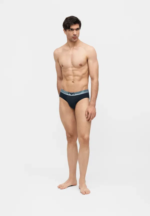 Комплект из 3 трусов с блестящим логотипом Emporio Armani, синий